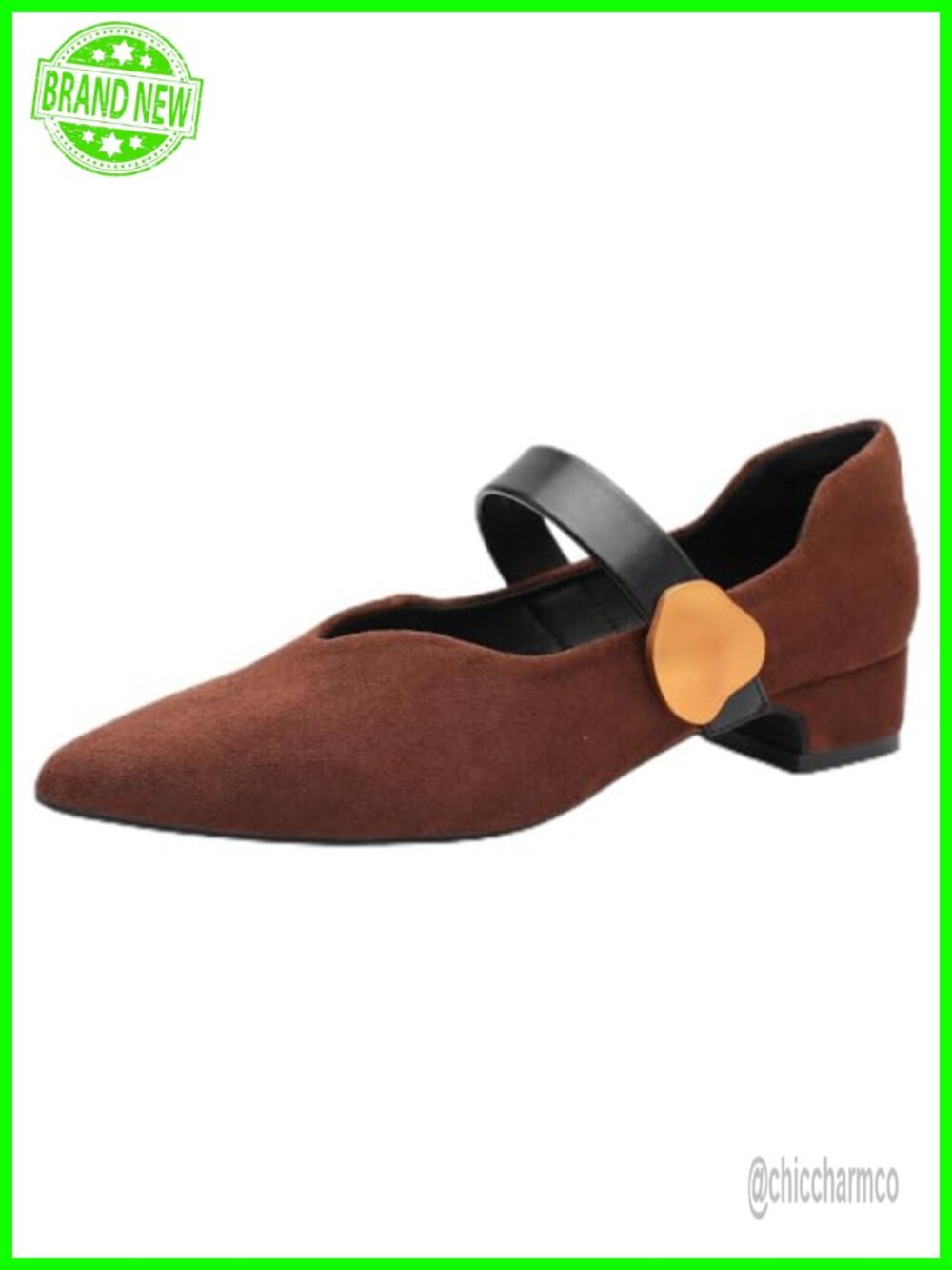 Women's Pointed Toe Mary Jane Low Block Heel Suede Dress Pumps